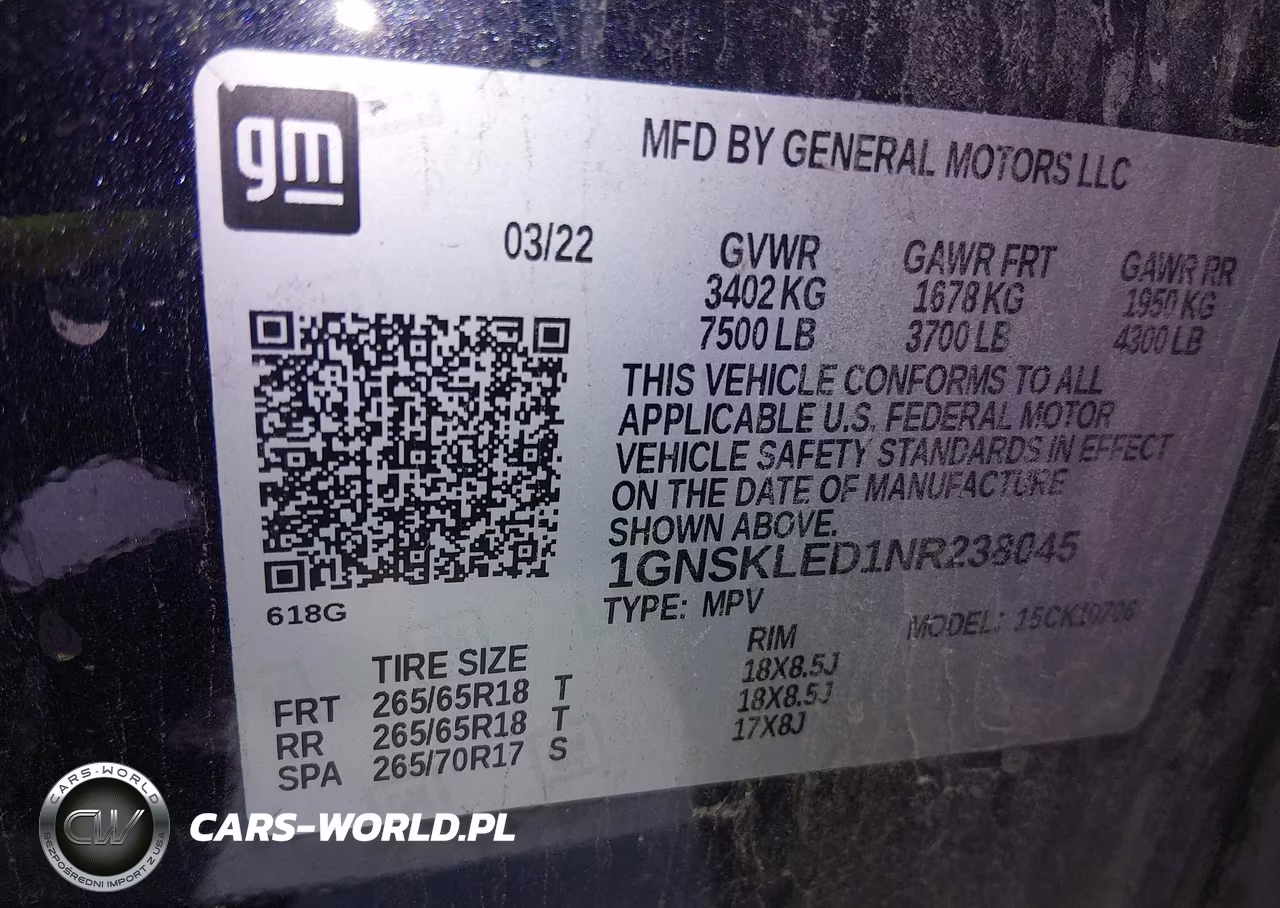 2022 Chevrolet Tahoe 4Wd Commercial Fleet VIN:1GNSKLED1NR238045 - 8