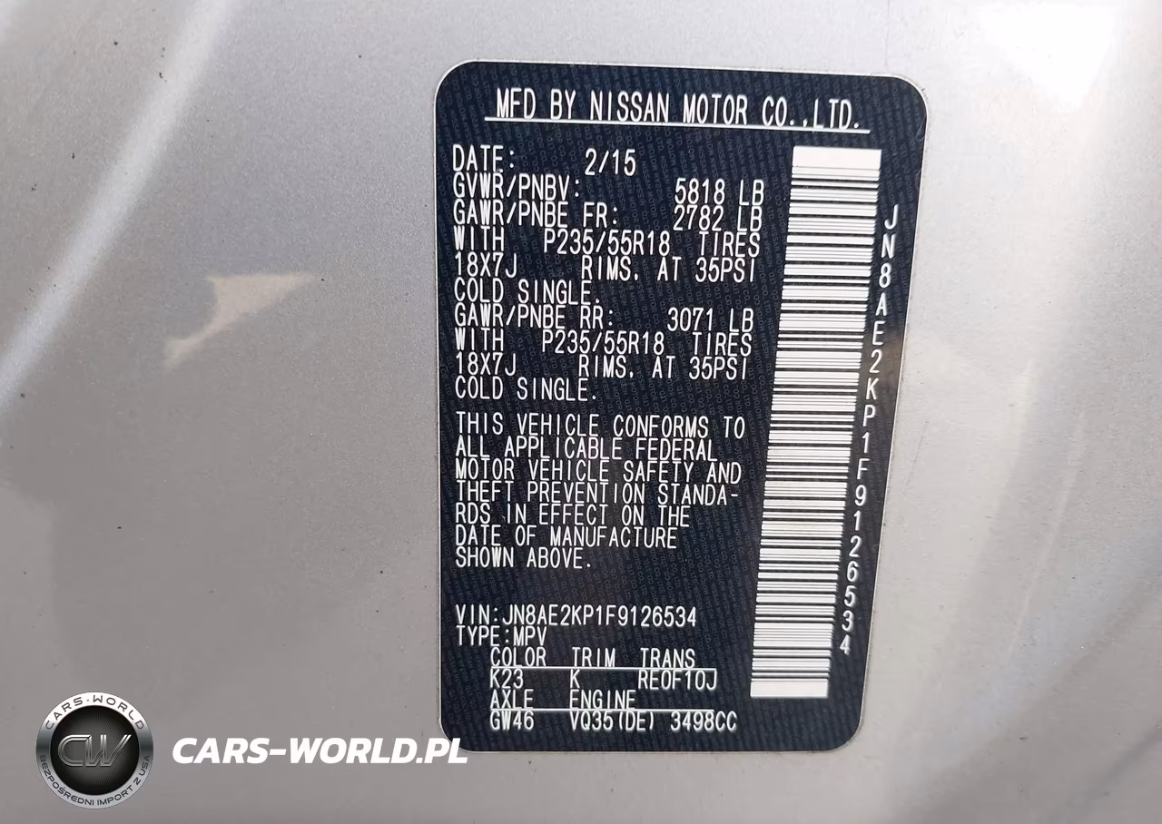 2015 Nissan Quest Sl VIN:JN8AE2KP1F9126534 - 9