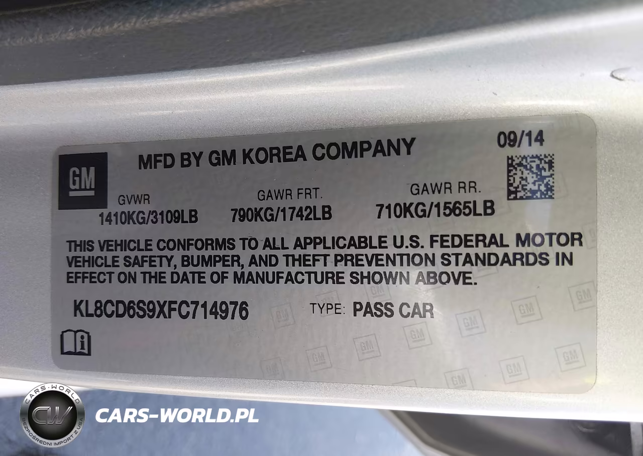 2015 Chevrolet Spark Lt VIN:KL8CD6S9XFC714976 - 9