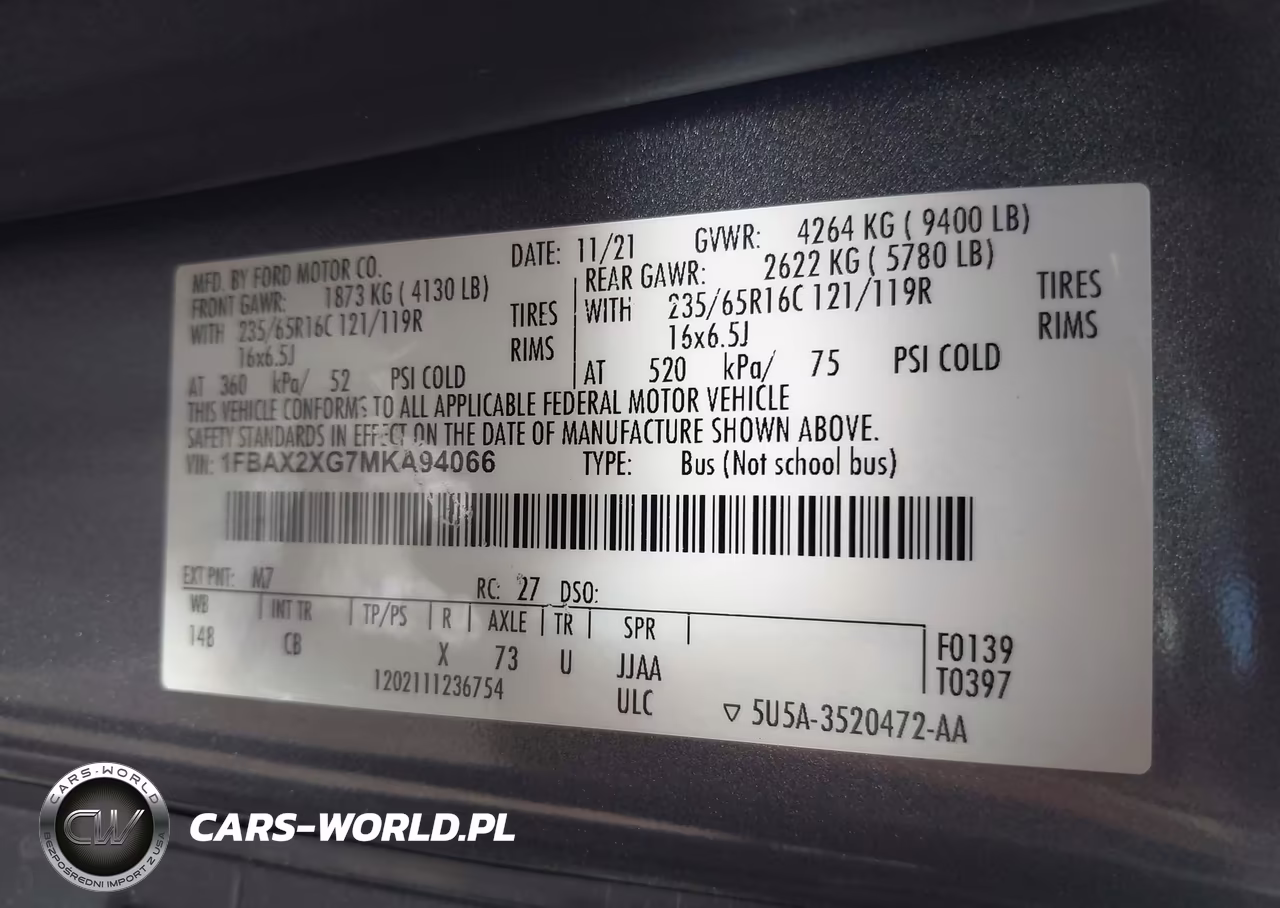 2021 Ford Transit-350 Passenger Van Xl VIN:1FBAX2XG7MKA94066 - 9