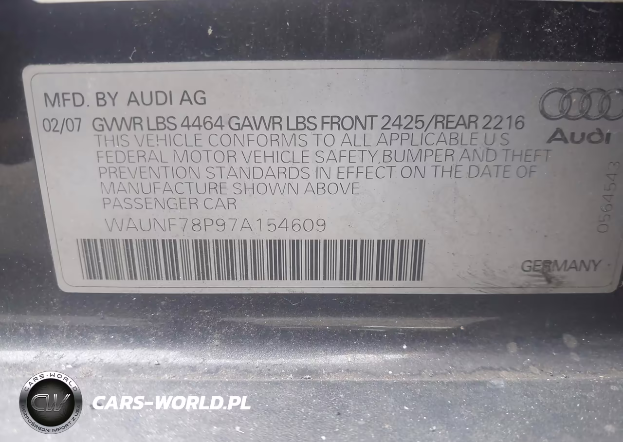 2007 Audi A3 2.0T VIN:WAUNF78P97A154609 - 9