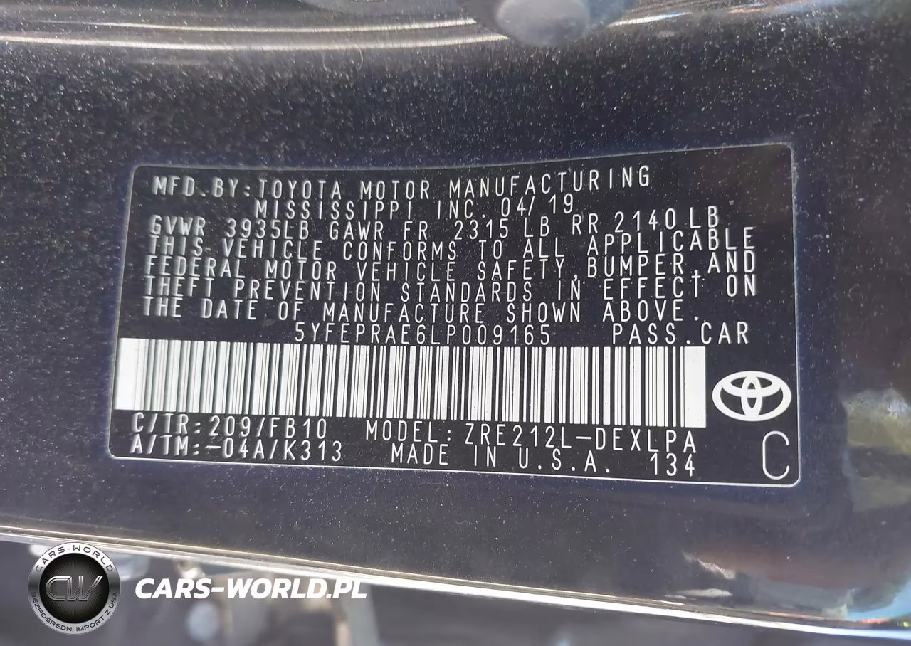 2020 Toyota Corolla Le VIN:5YFEPRAE6LP009165 - 9