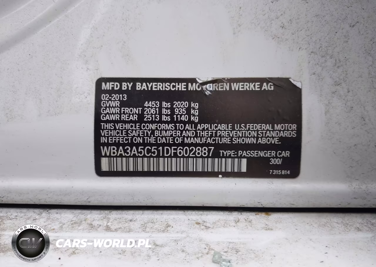 2013 BMW 328I VIN:WBA3A5C51DF602887 - 9