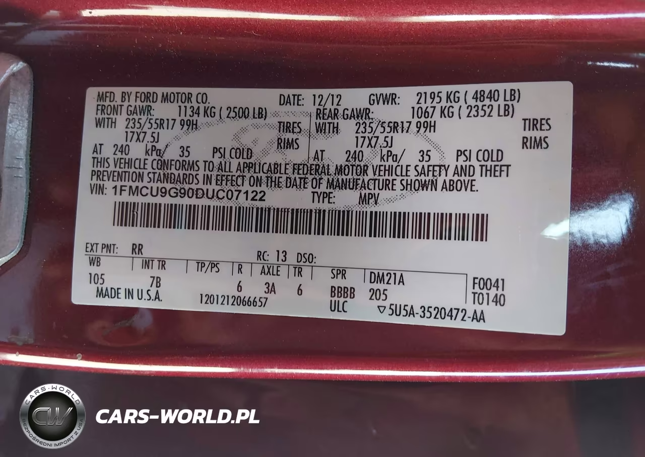 2013 Ford Escape Se VIN:1FMCU9G90DUC07122 - 9