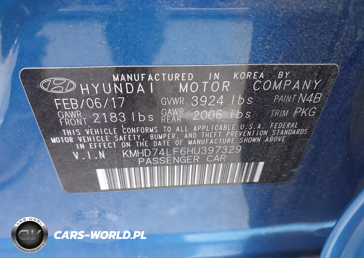 2017 Hyundai Elantra Se VIN:KMHD74LF6HU397329 - 9