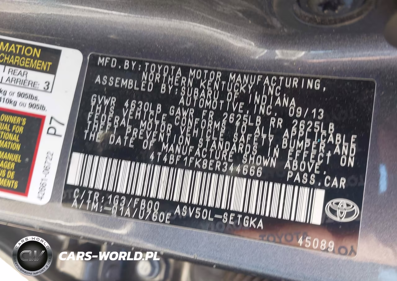 2014 Toyota Camry Xle VIN:4T4BF1FK8ER344666 - 9