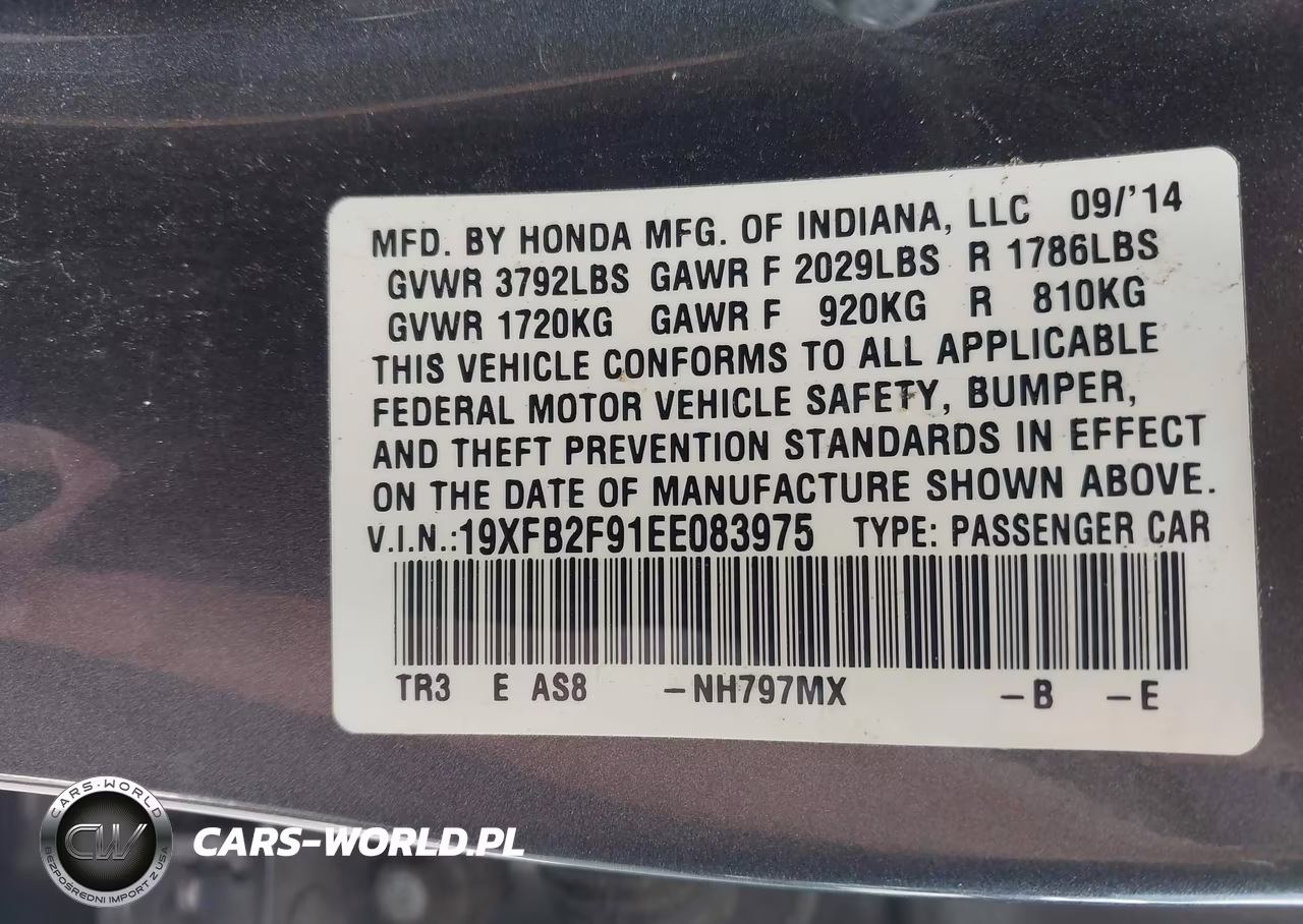 2014 Honda Civic Ex-L VIN:19XFB2F91EE083975 - 9