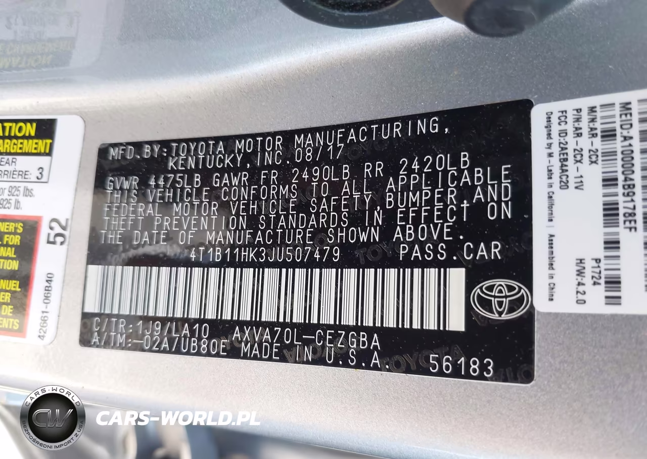 2018 Toyota Camry Xle VIN:4T1B11HK3JU507479 - 9