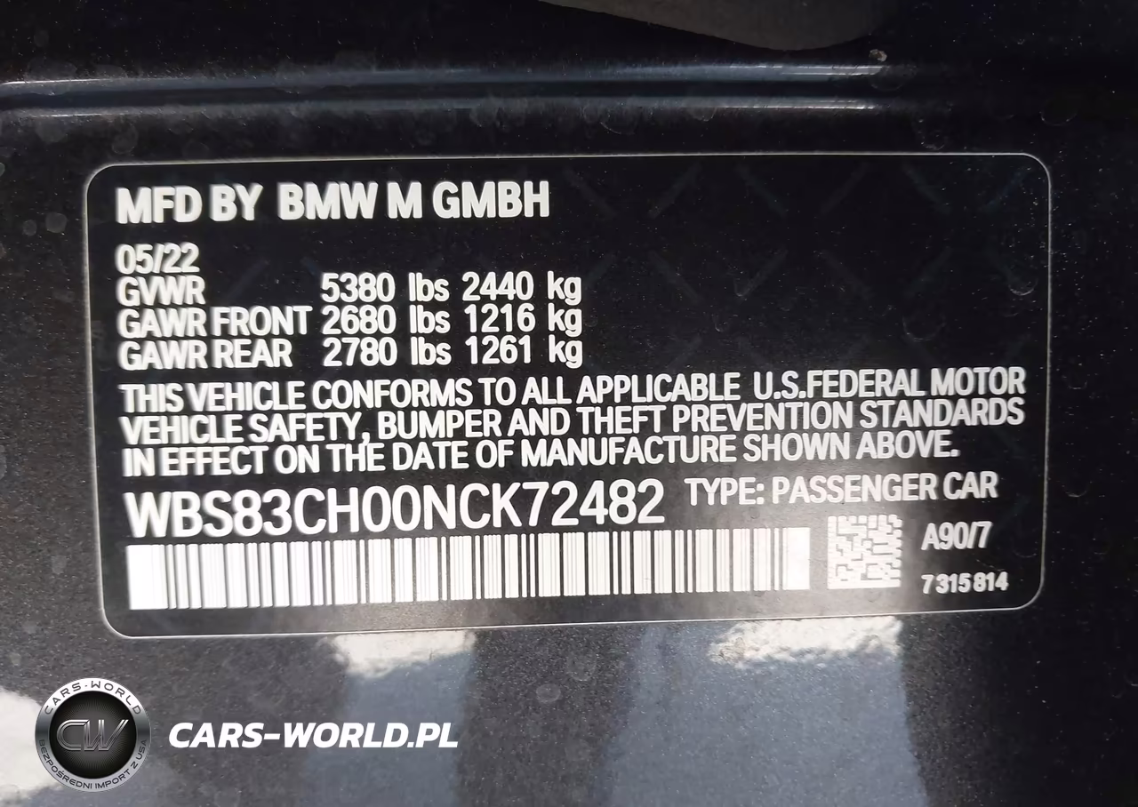 2022 BMW M5 VIN:WBS83CH00NCK72482 - 9