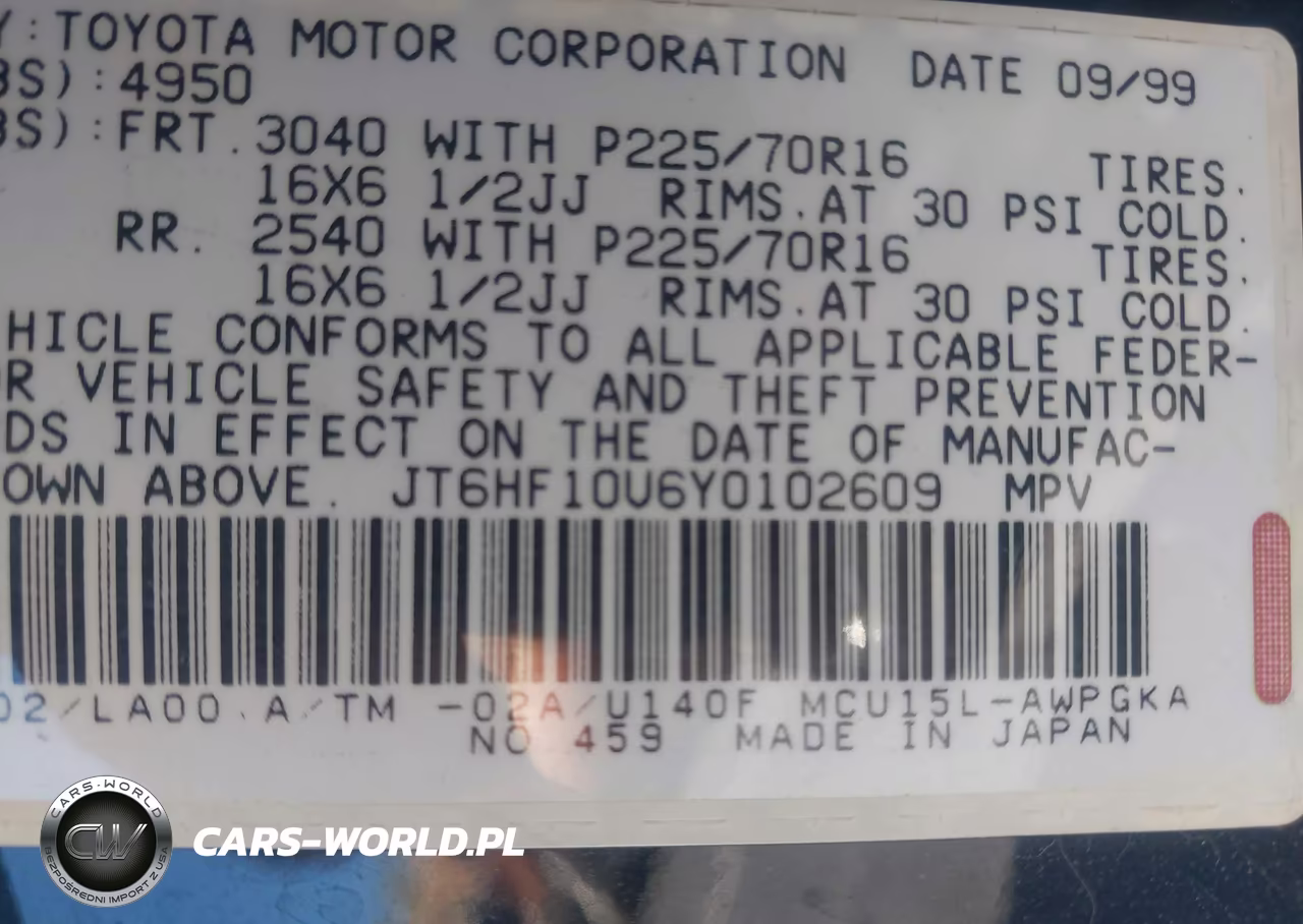 2000 Lexus Rx 300 VIN:JT6HF10U6Y0102609 - 9