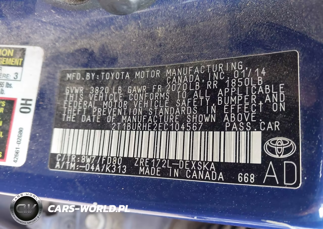 2014 Toyota Corolla S Plus VIN:2T1BURHE2EC104567 - 9