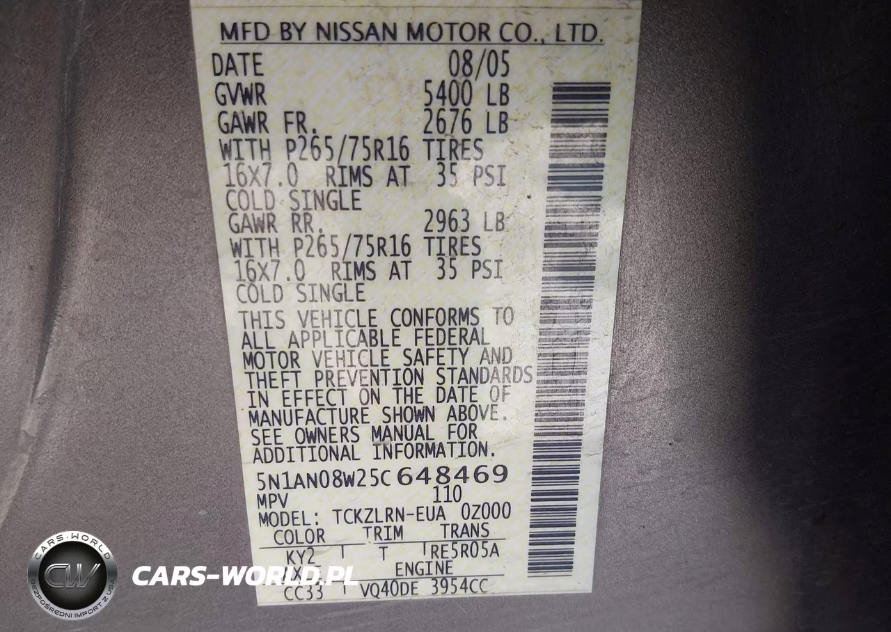 2005 Nissan Xterra Off Road VIN:5N1AN08W25C648469 - 9