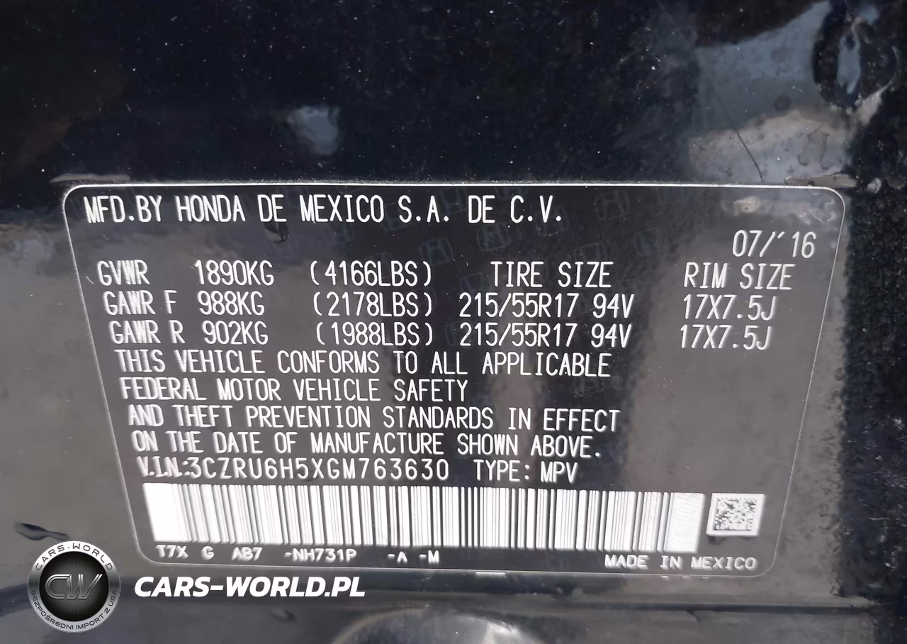 2016 Honda Hr-V Ex VIN:3CZRU6H5XGM763630 - 9