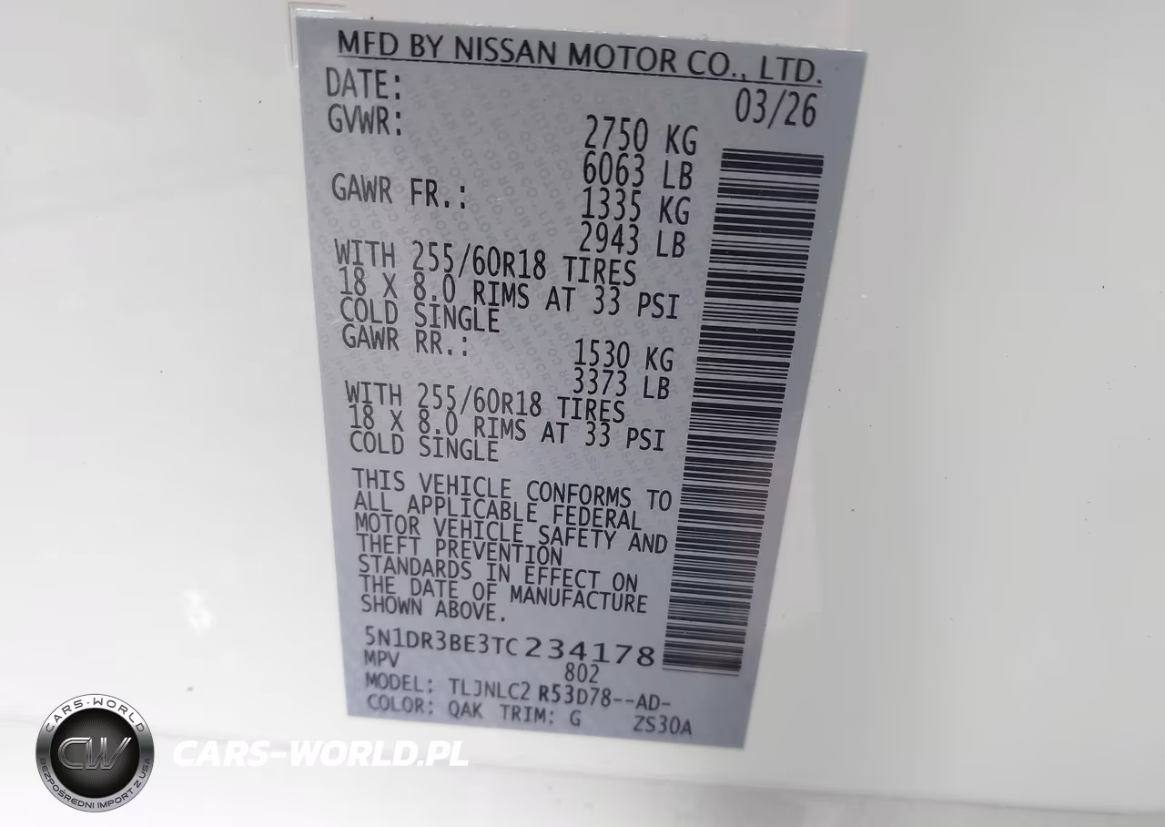 2026 Nissan Pathfinder Sv VIN:5N1DR3BE3TC234178 - 9