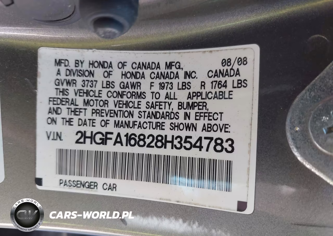 2008 Honda Civic Ex VIN:2HGFA16828H354783 - 9