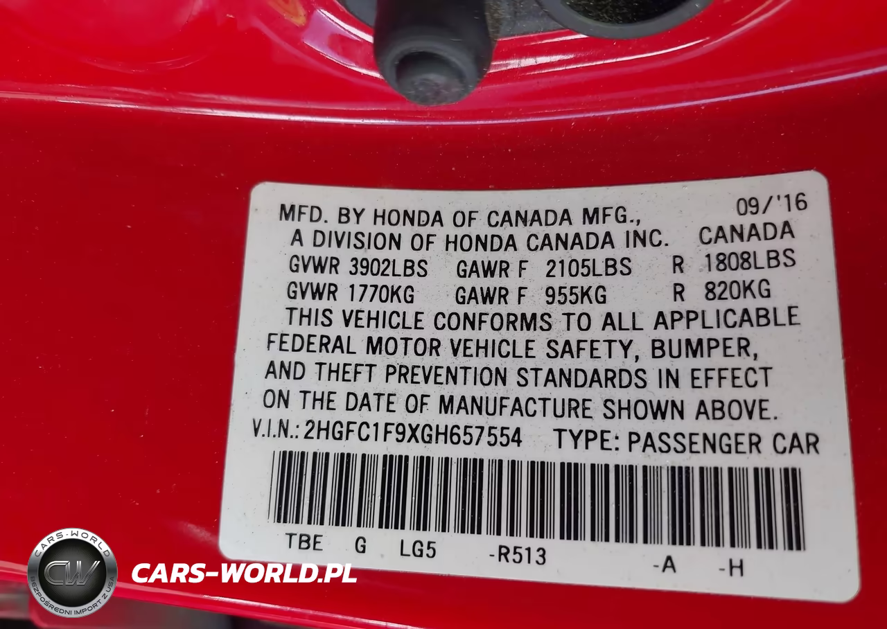 2016 Honda Civic Touring VIN:2HGFC1F9XGH657554 - 9