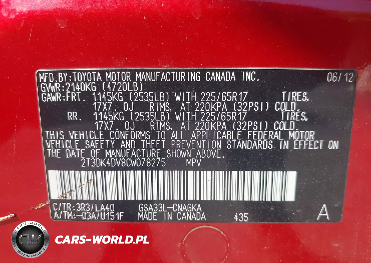 2012 Toyota Rav4 Limited V6 VIN:2T3DK4DV8CW078275 - 9