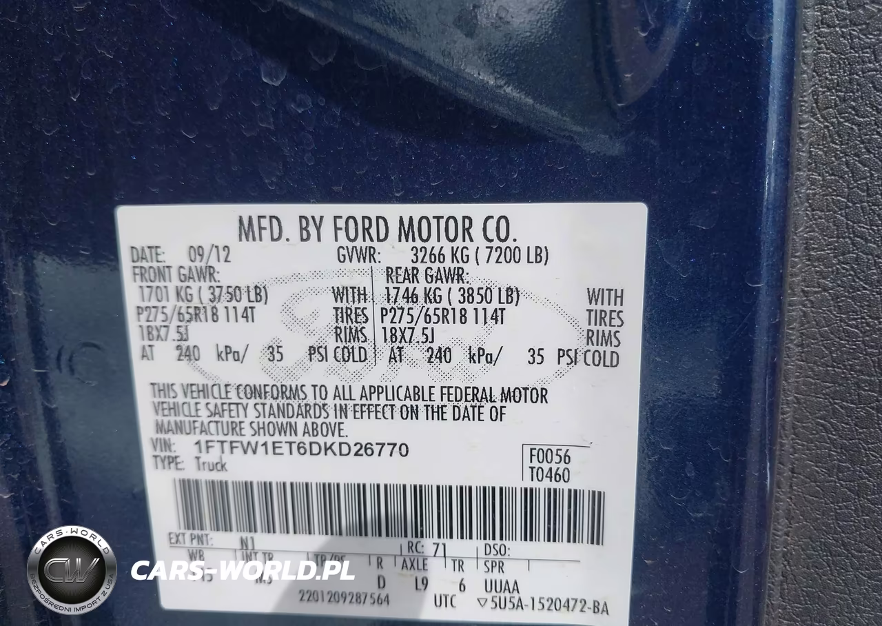 2013 Ford F-150 Xlt VIN:1FTFW1ET6DKD26770 - 9