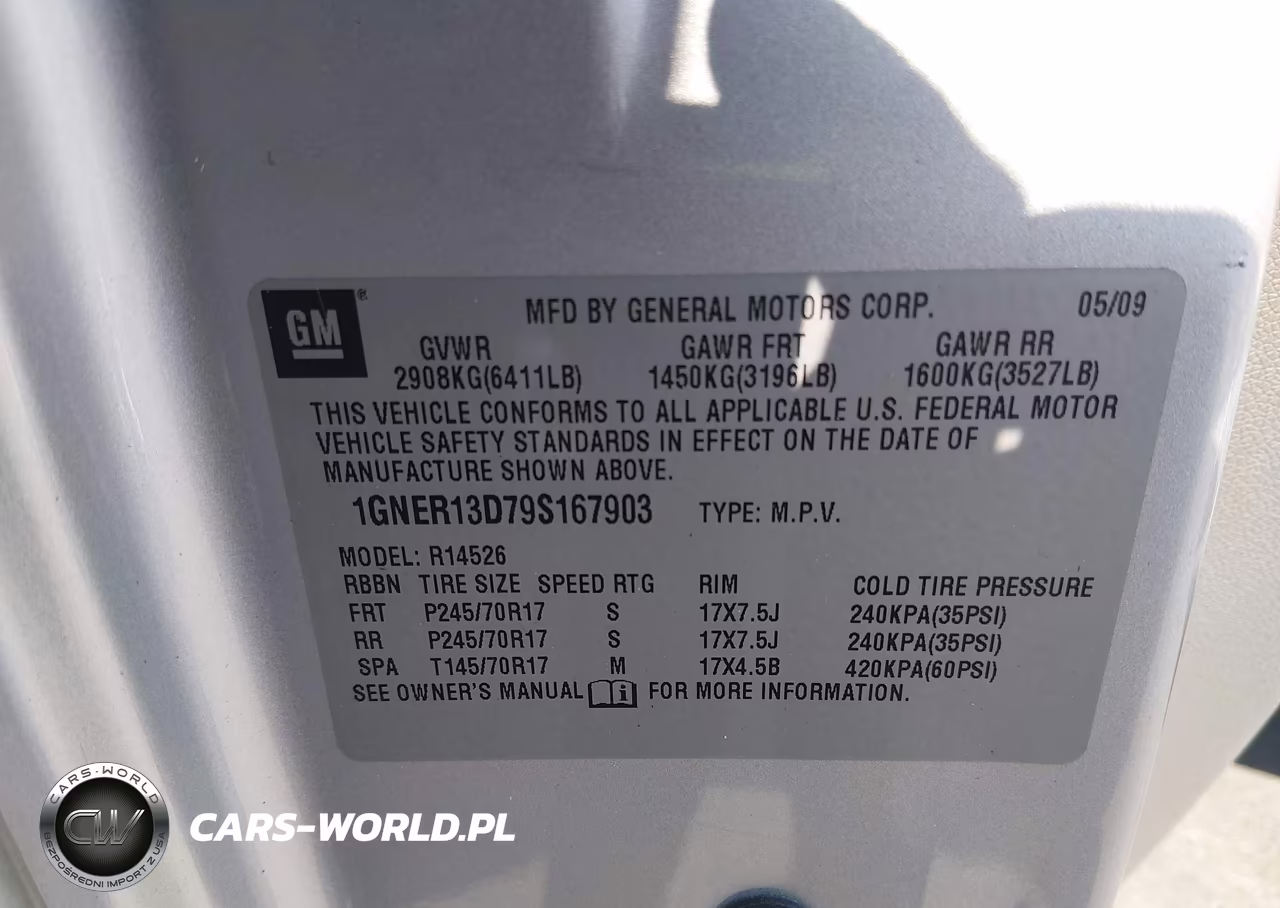 2009 Chevrolet Traverse Ls VIN:1GNER13D79S167903 - 9
