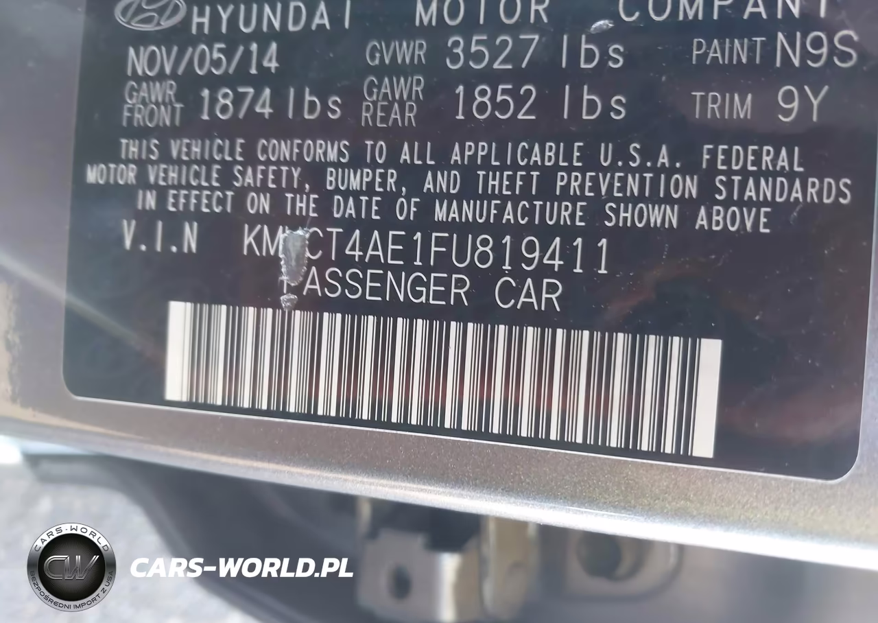 2015 Hyundai Accent Gls VIN:KMHCT4AE1FU819411 - 9