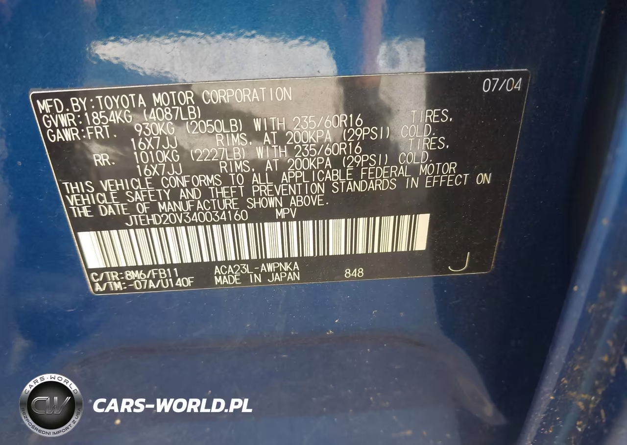 2004 Toyota Rav4 VIN:JTEHD20V340034160 - 9