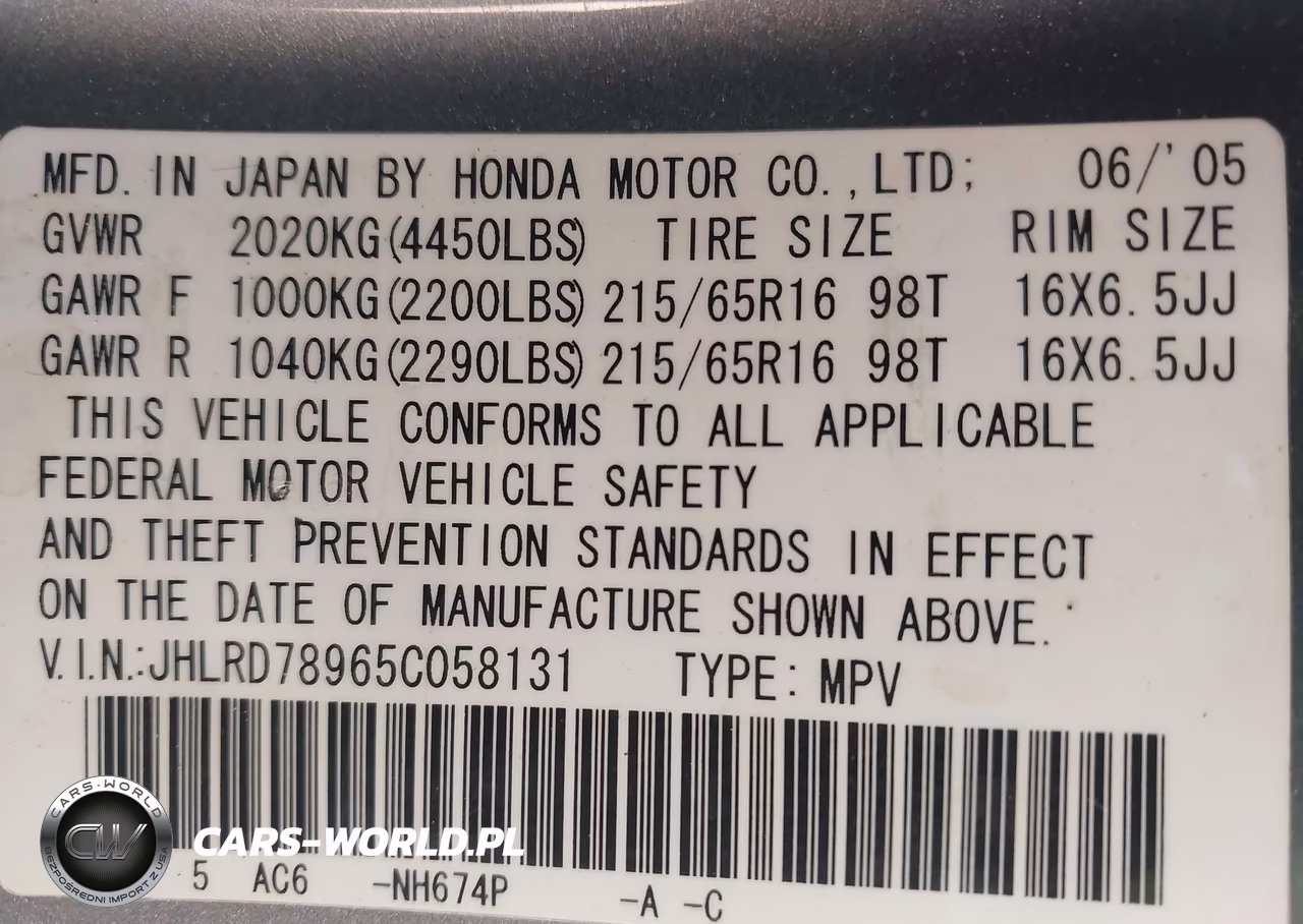 2005 Honda Cr-V Se VIN:JHLRD78965C058131 - 9