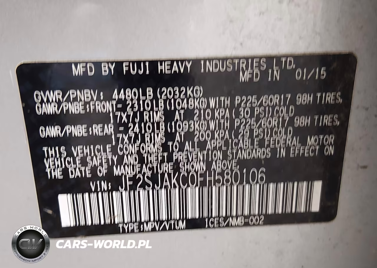 2015 Subaru Forester 2.5I Limited VIN:JF2SJAKC0FH580106 - 9
