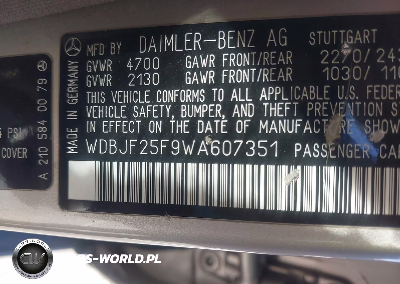 1998 Mercedes-Benz E 300 Diesel VIN:WDBJF25F9WA607351 - 9