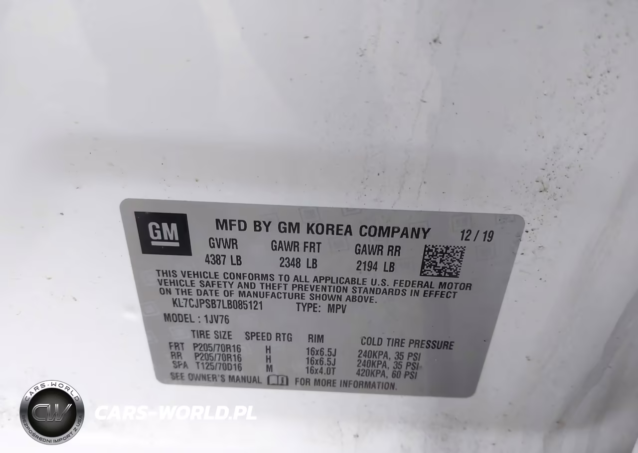2020 Chevrolet Trax Awd Lt VIN:KL7CJPSB7LB085121 - 9