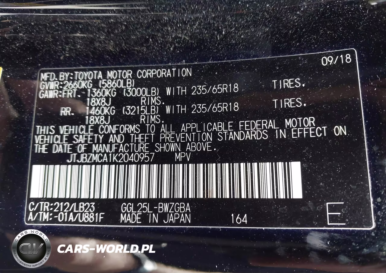 2019 Lexus Rx 350 VIN:JTJBZMCA1K2040957 - 9