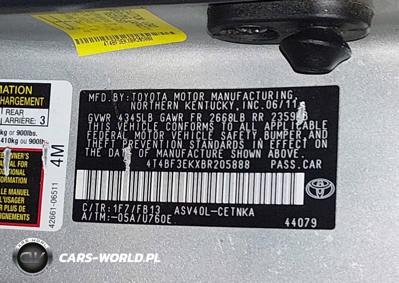2011 Toyota Camry Le VIN:4T4BF3EKXBR205888 - 9