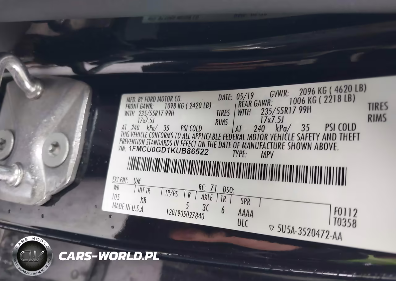 2019 Ford Escape Se VIN:1FMCU0GD1KUB86522 - 9