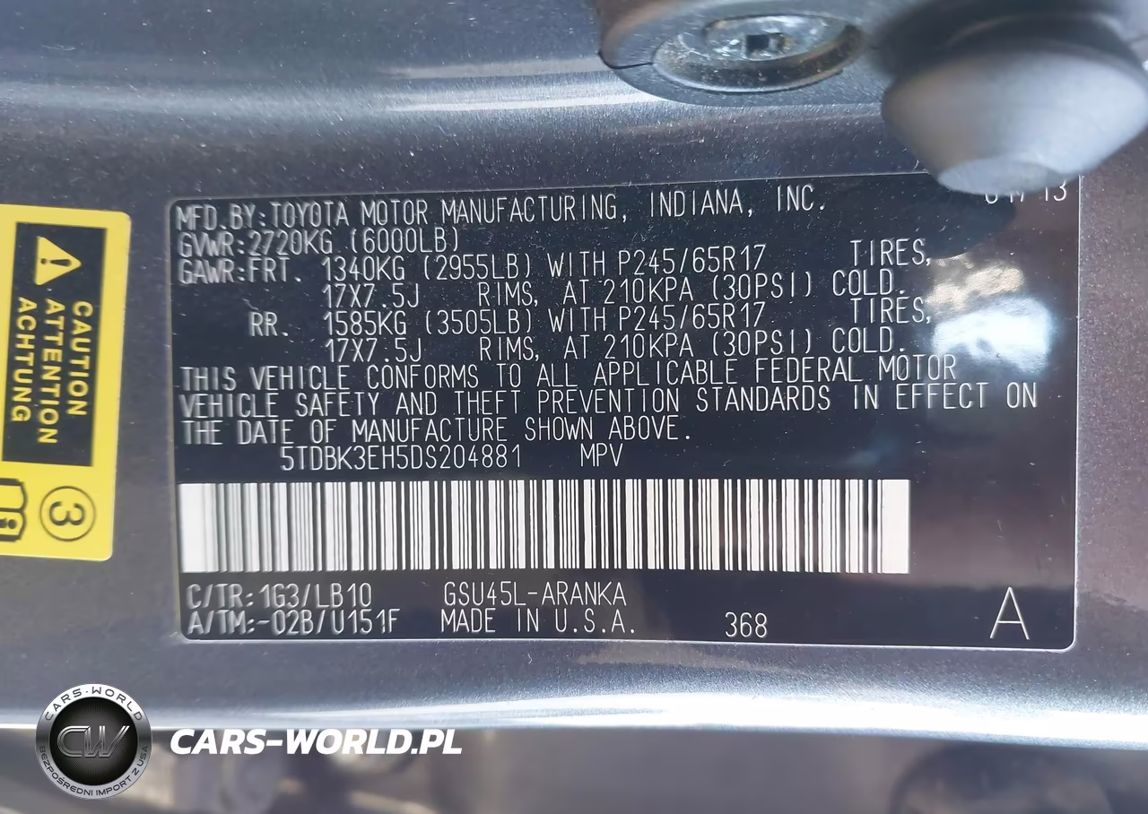 2013 Toyota Highlander Se V6 VIN:5TDBK3EH5DS204881 - 9