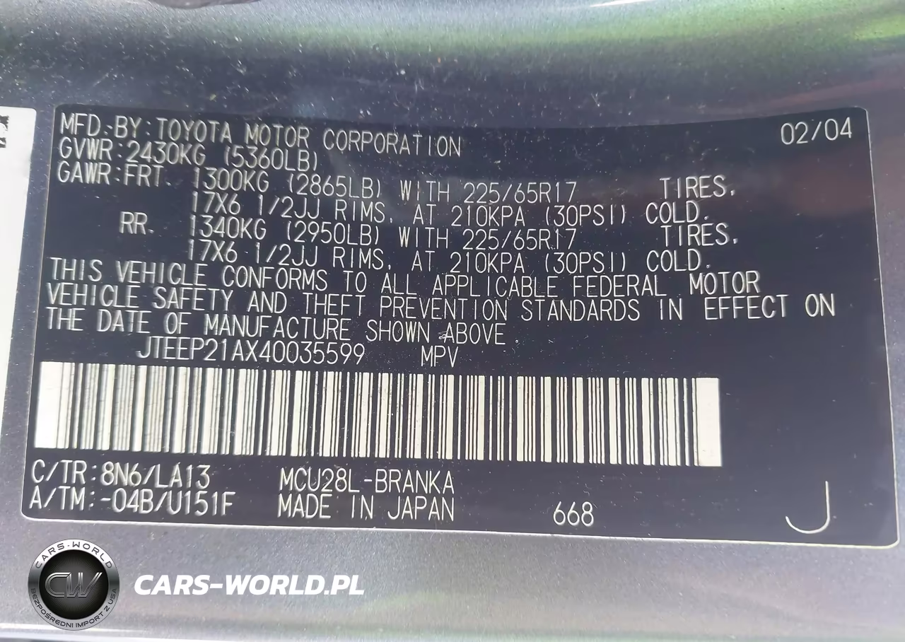 2004 Toyota Highlander Limited V6 VIN:JTEEP21AX40035599 - 9