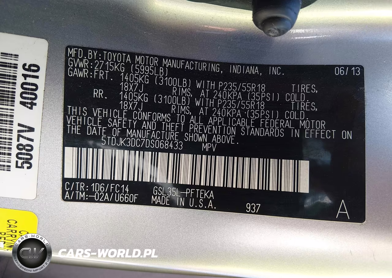 2013 Toyota Sienna Le 7 Passenger VIN:5TDJK3DC7DS068433 - 9