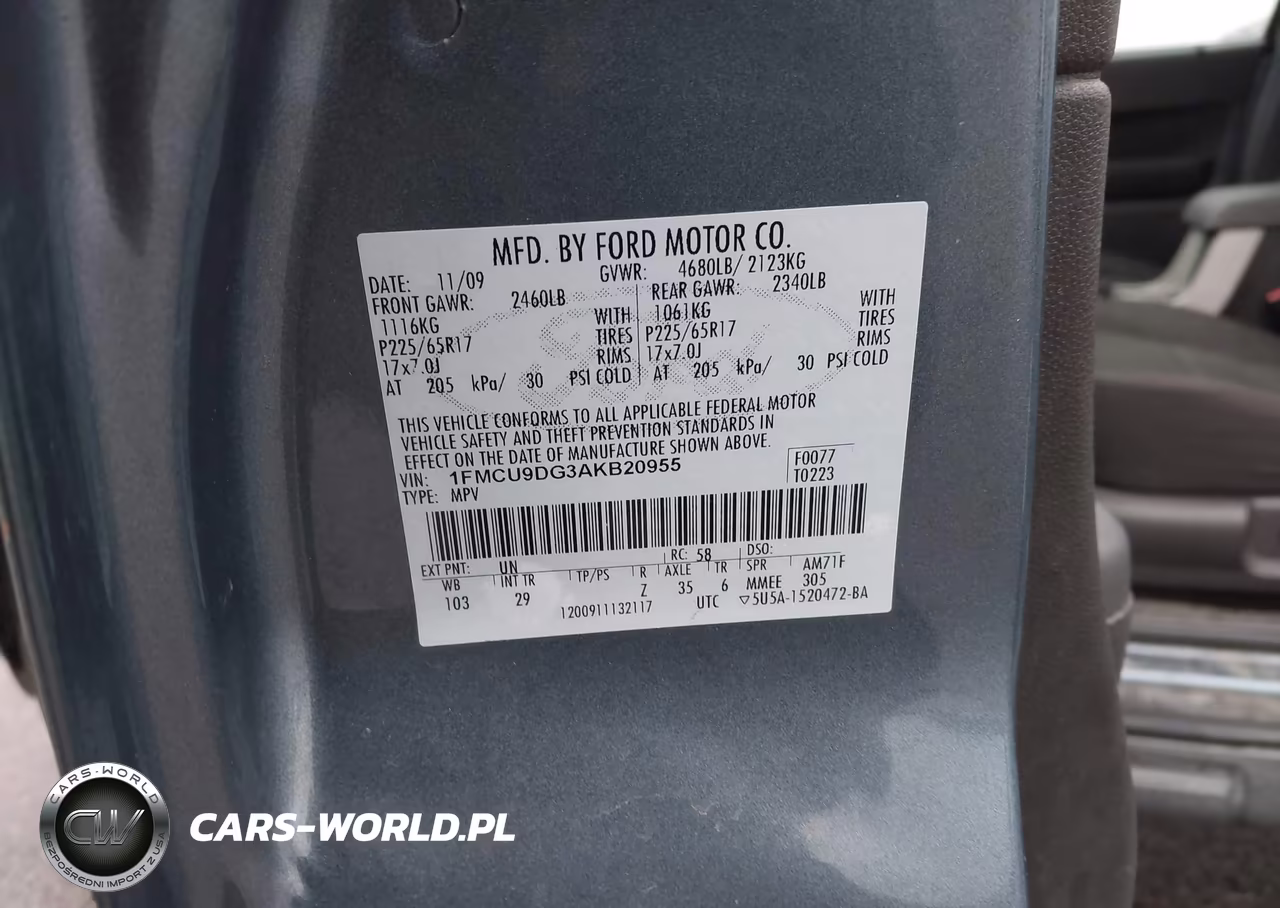 2010 Ford Escape Xlt VIN:1FMCU9DG3AKB20955 - 9