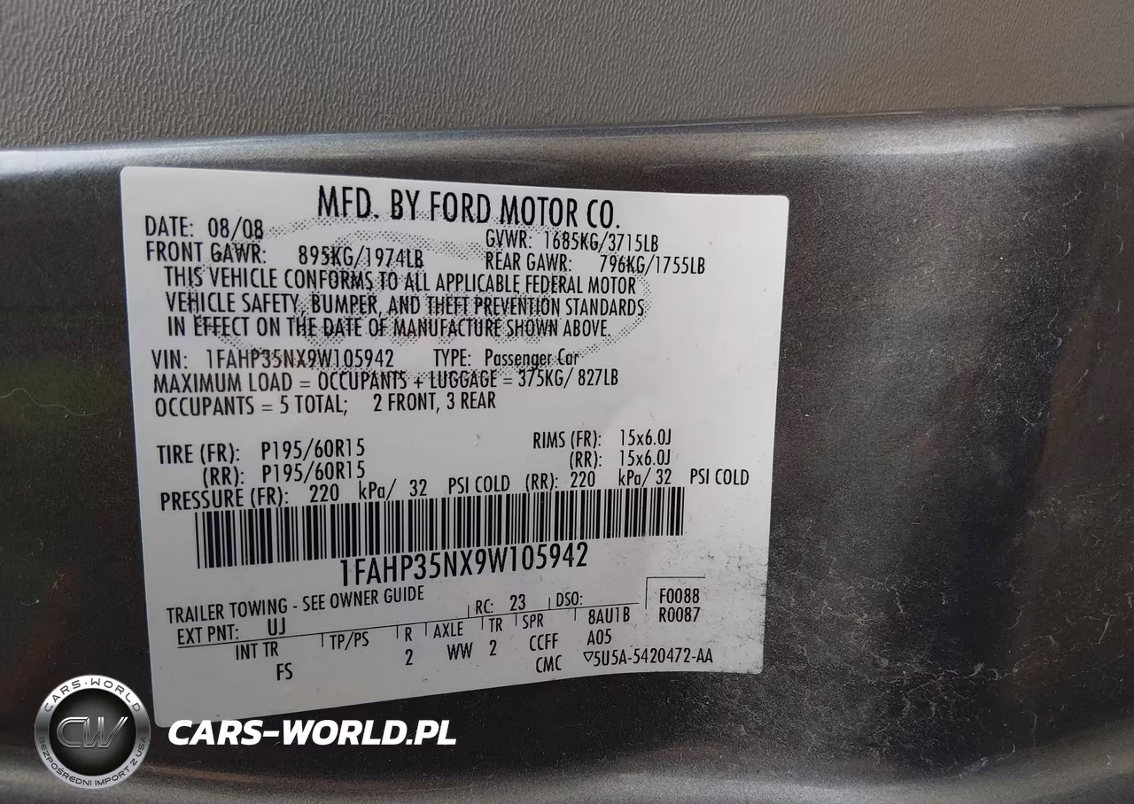 2009 Ford Focus Se VIN:1FAHP35NX9W105942 - 9