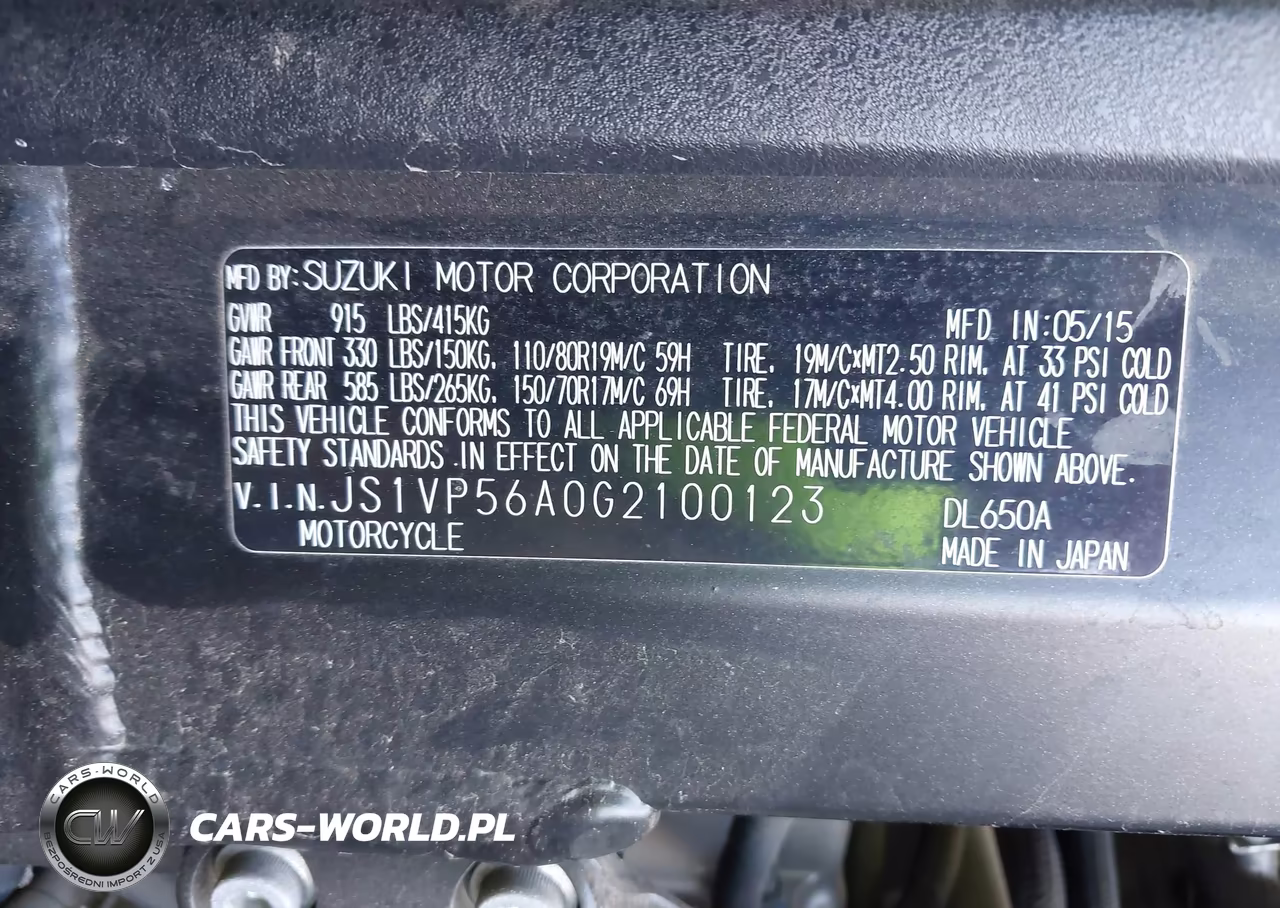 2016 Suzuki Dl650 A VIN:JS1VP56A0G2100123 - 9