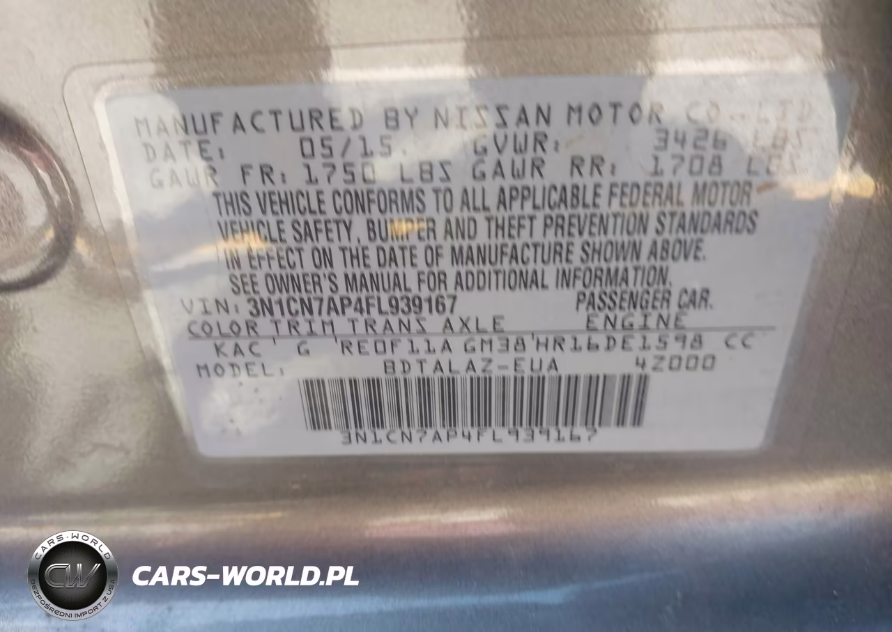 2015 Nissan Versa 1.6 S+ VIN:3N1CN7AP4FL939167 - 9
