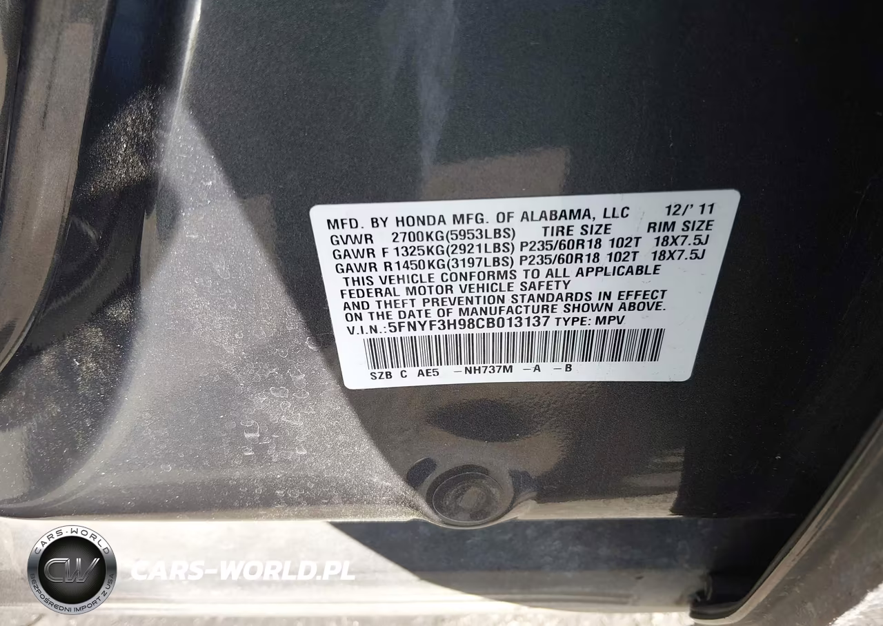 2012 Honda Pilot Touring VIN:5FNYF3H98CB013137 - 9
