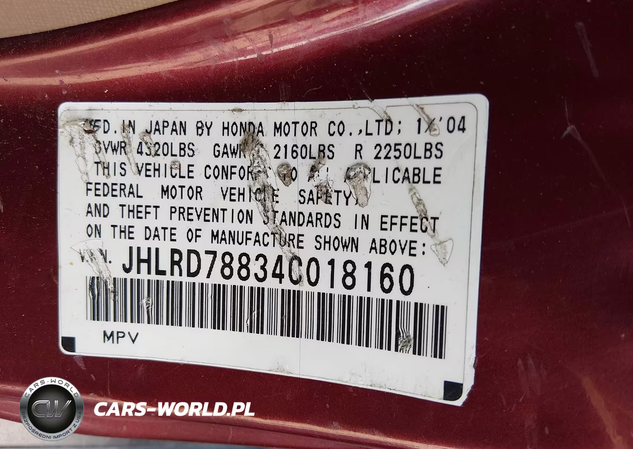2004 Honda Cr-V Ex VIN:JHLRD78834C018160 - 9