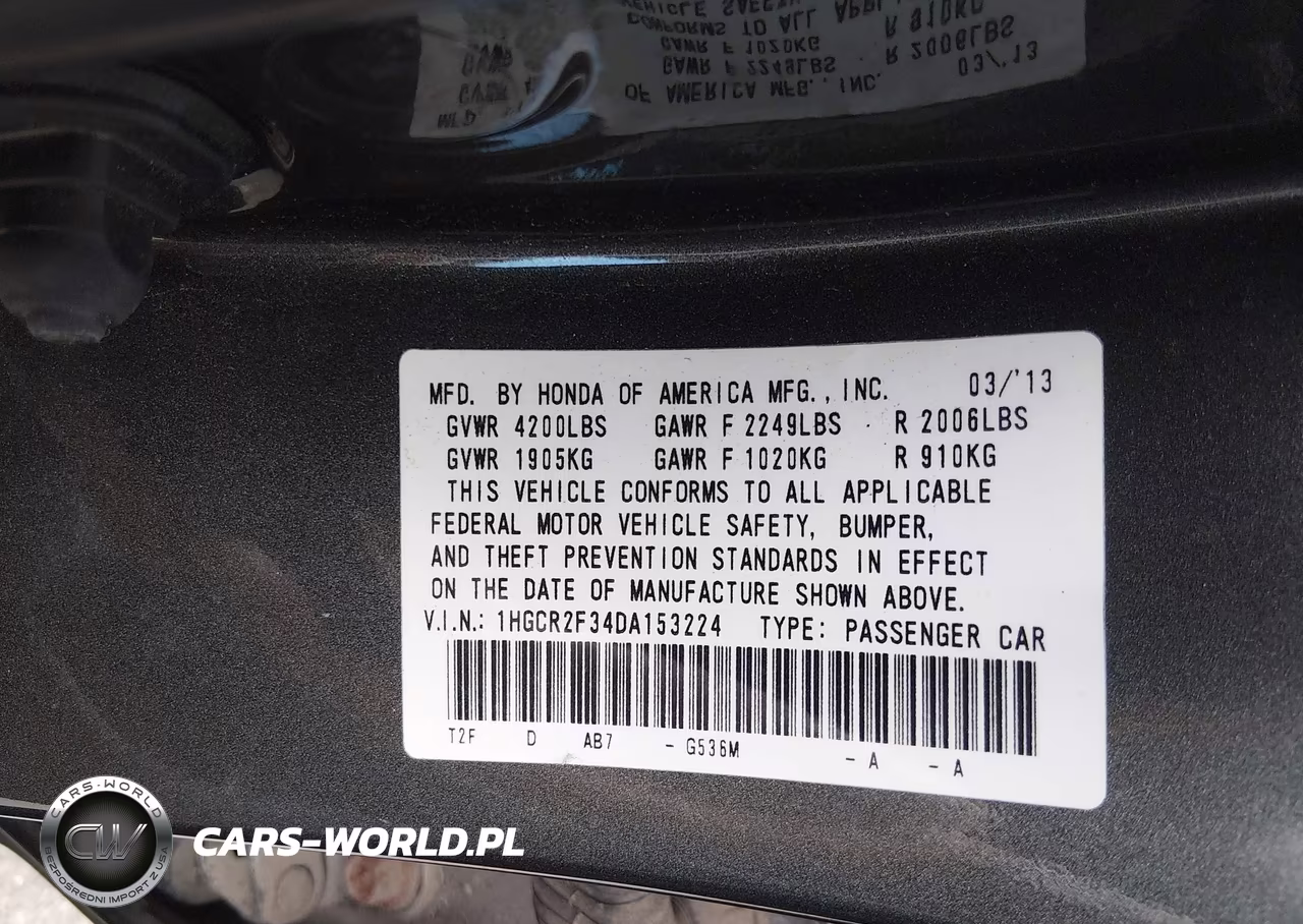 2013 Honda Accord Lx VIN:1HGCR2F34DA153224 - 9