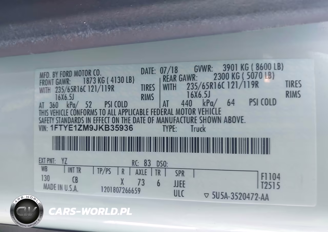 2018 Ford Transit-150 VIN:1FTYE1ZM9JKB35936 - 9