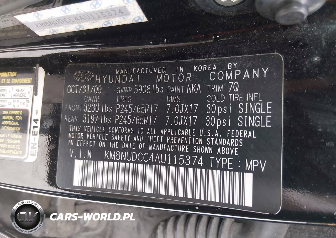 2010 Hyundai Veracruz Gls VIN:KM8NUDCC4AU115374 - 9