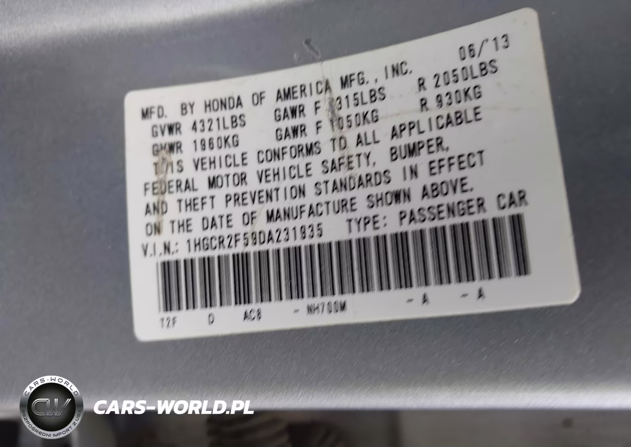 2013 Honda Accord Sport VIN:1HGCR2F59DA231935 - 9