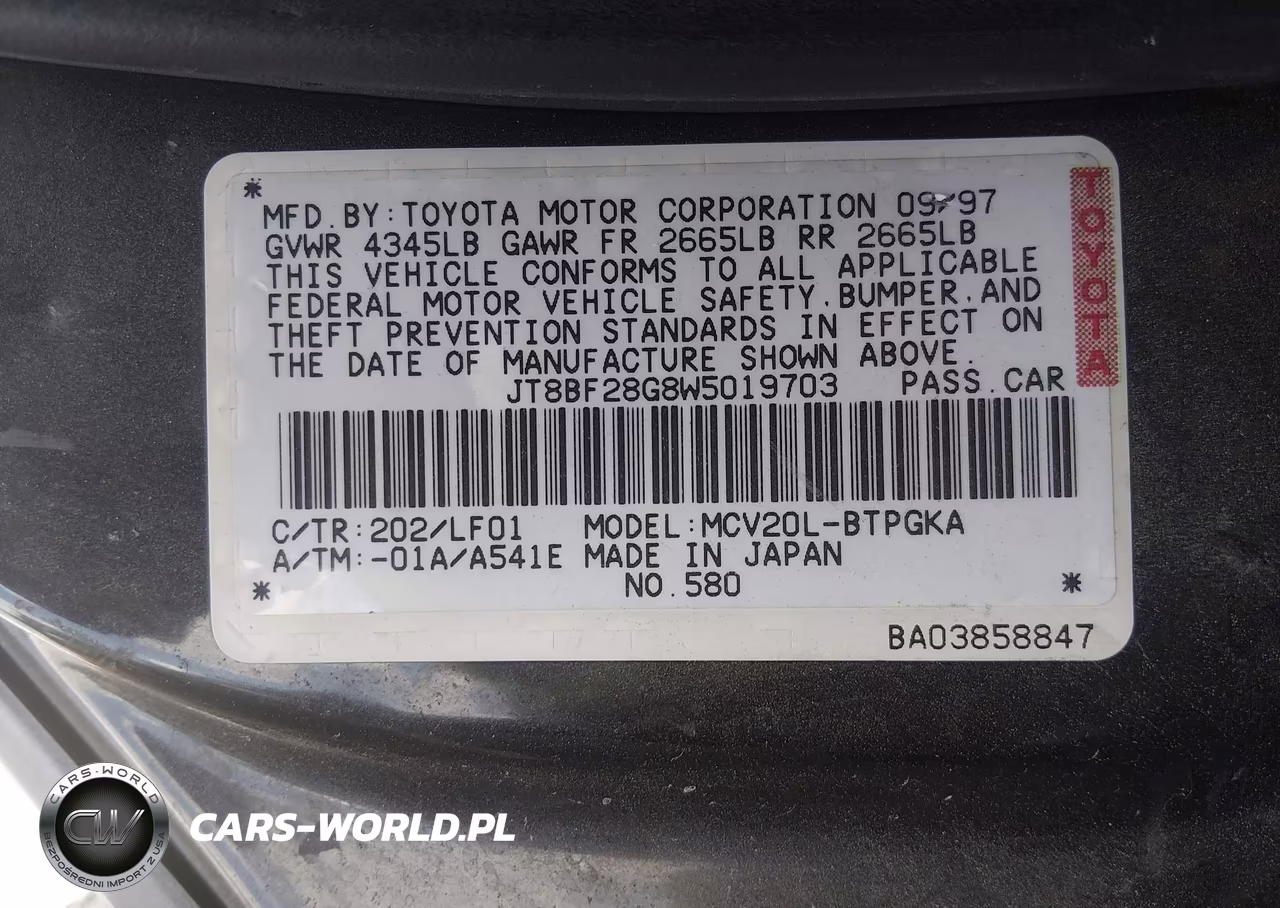 1998 Lexus Es 300 VIN:JT8BF28G8W5019703 - 9