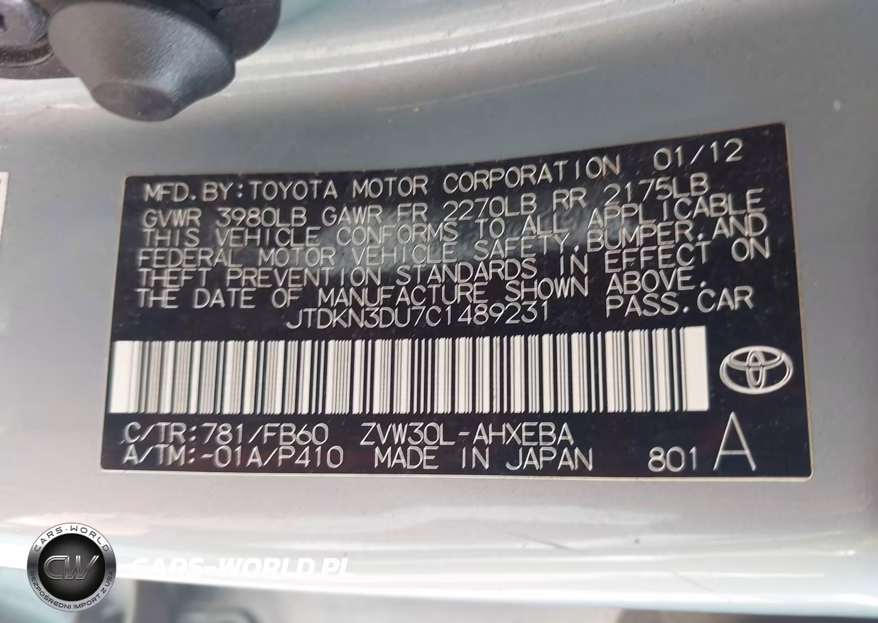 2012 Toyota Prius VIN:JTDKN3DU7C1489231 - 9