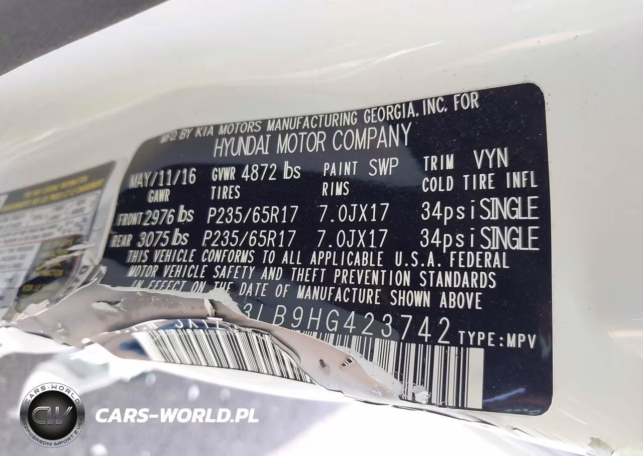 2017 Hyundai Santa Fe Sport 2.4L VIN:5XYZU3LB9HG423742 - 9