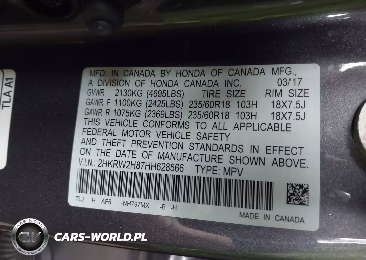 2017 Honda Cr-V Ex-L-Ex-L Navi VIN:2HKRW2H87HH628566 - 9