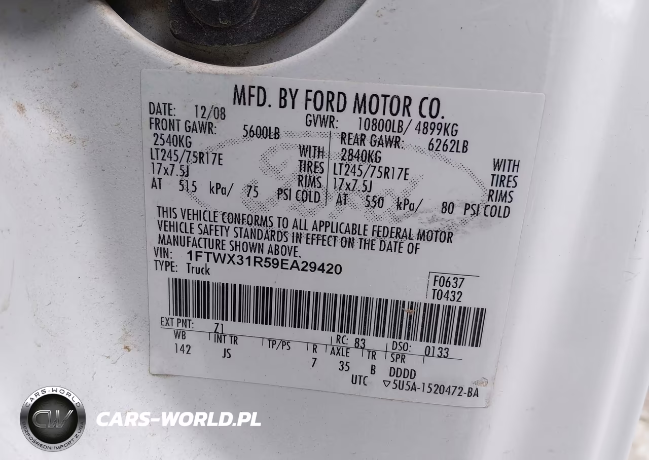 2009 Ford F-350 Fx4-Lariat-Xl-Xlt VIN:1FTWX31R59EA29420 - 9